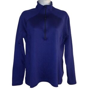 Patagonia Women M 1/4 Zip Base Layer Mock Neck Shirt Blue Long Sleeve Gorpcore
